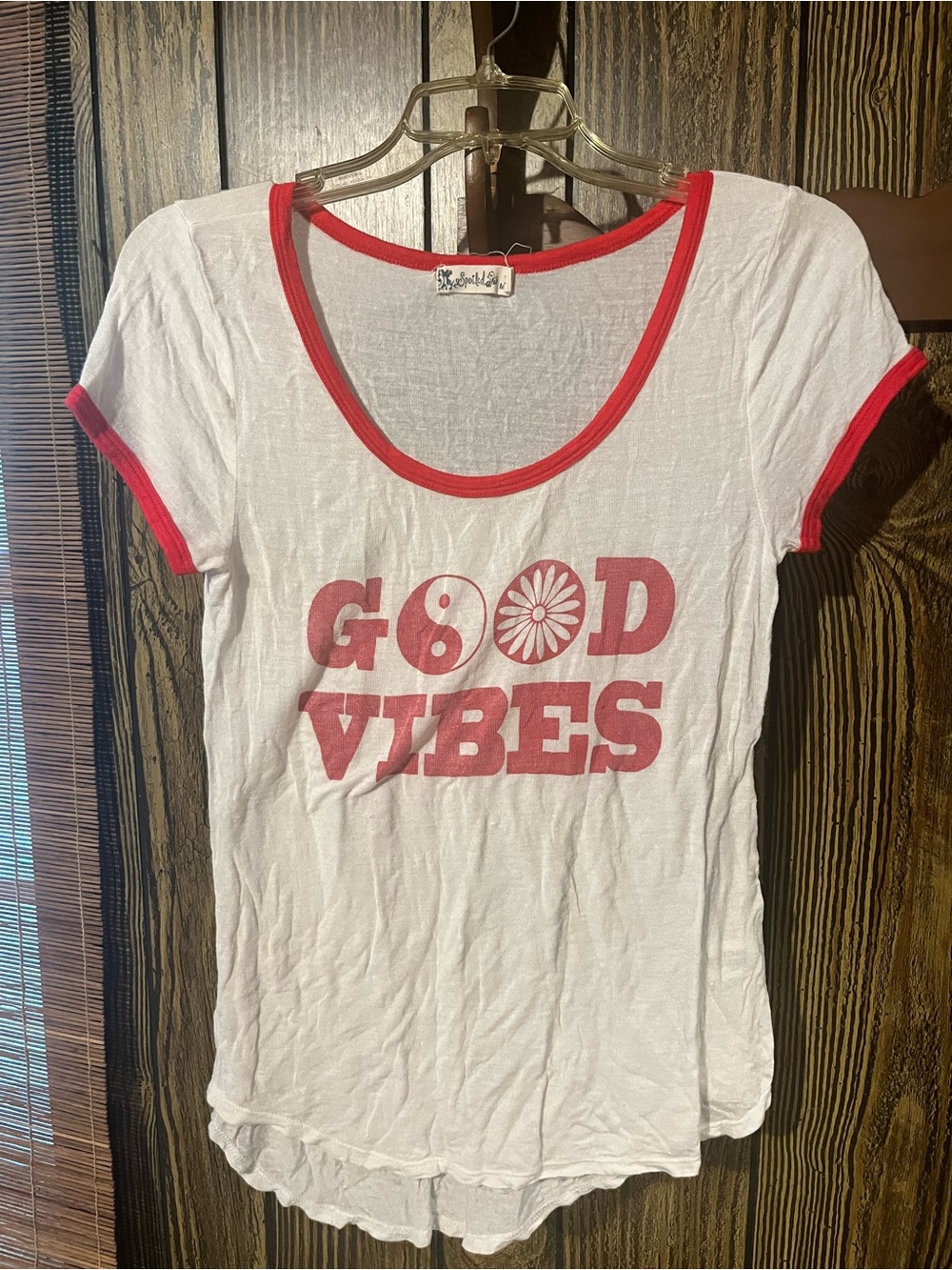 Good Vibes White & Red Ringer Tee